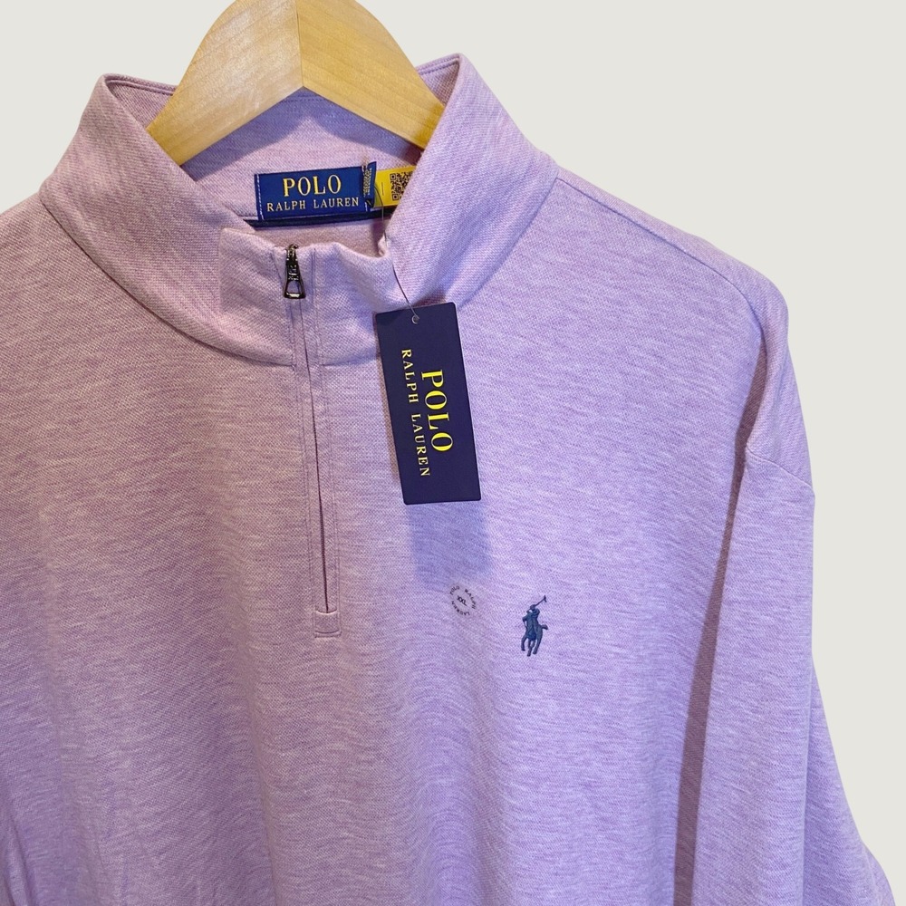 Polo Ralph Lauren Quarter Zip Mens XXL Purple NWT Heathered Pullover Sweater